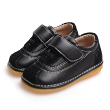 Zapatos de bebé negro de gamuza Suave cuero genuino interior